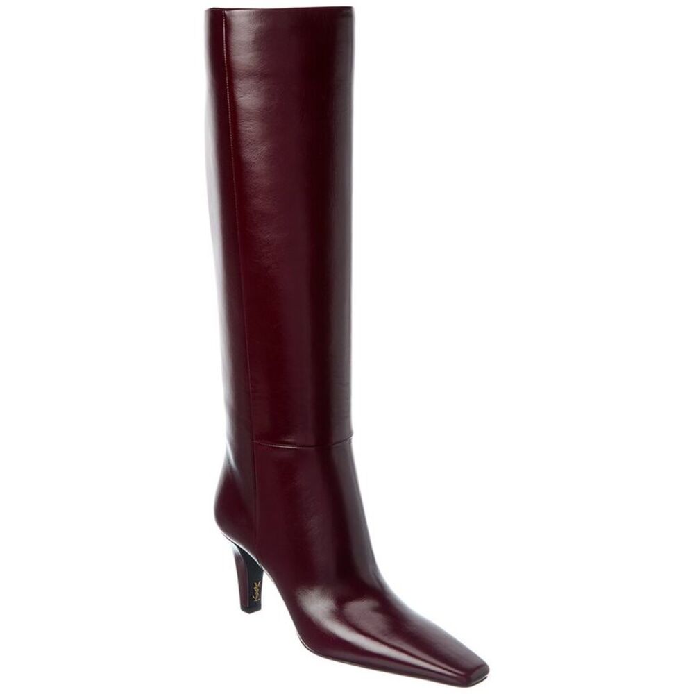 Saint Laurent Jill 75 Leather Knee-High Boot, Red